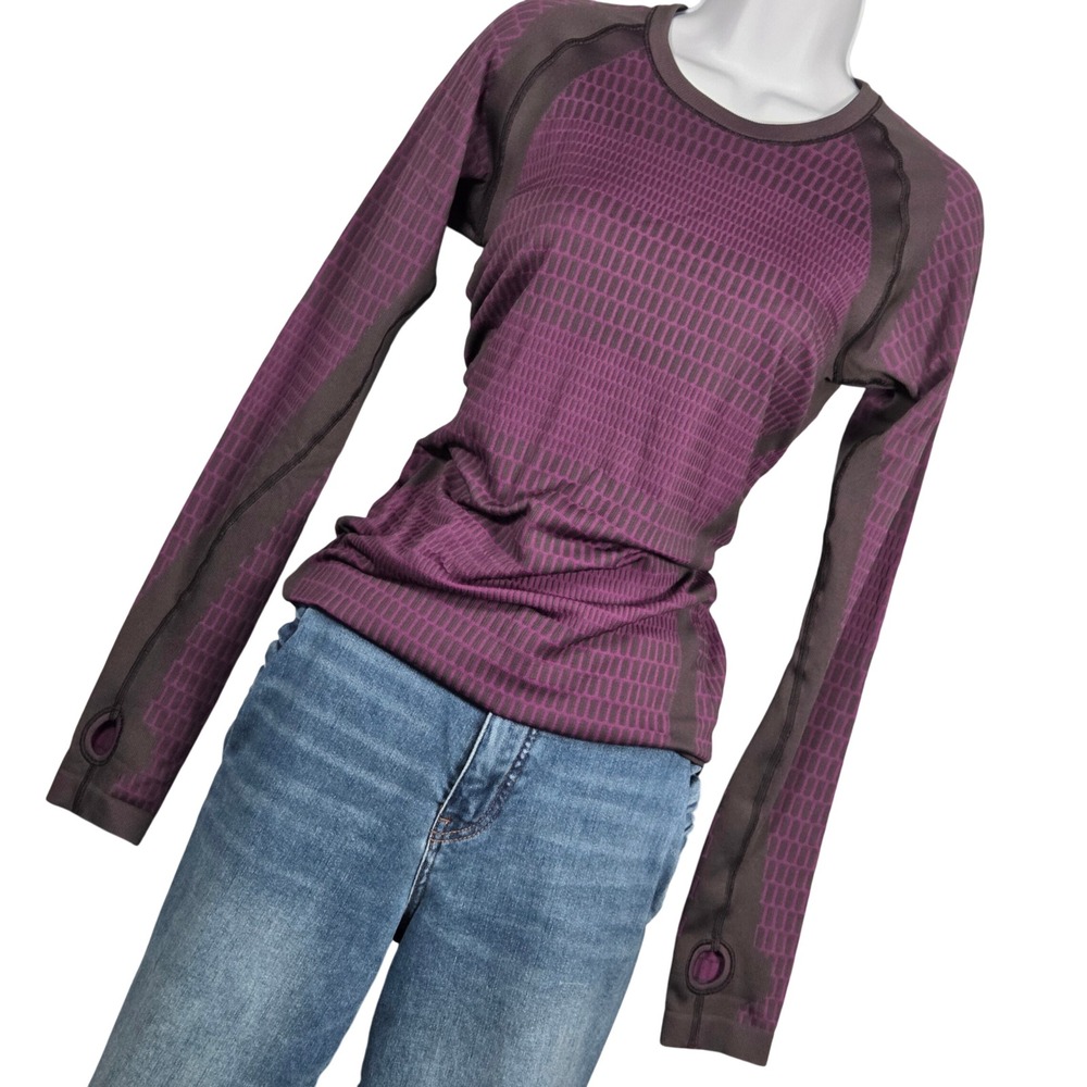 Lululemon Women 4 About that Base Long Sleeve Shirt Tender Violet Purple Thumb